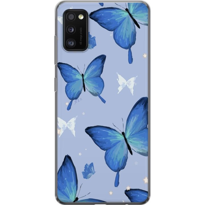 Mobilskal till Samsung Galaxy A41 med Blå fjärillar motiv i gruppen SMARTPHONE & SURFPLATTOR / Mobilskydd / Samsung hos TP E-commerce Nordic AB (A59541)