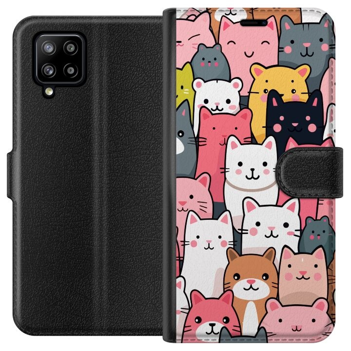 Plånboksfodral till Samsung Galaxy A42 5G med Kattmönster motiv i gruppen SMARTPHONE & SURFPLATTOR / Mobilskydd / Samsung hos TP E-commerce Nordic AB (A59560)