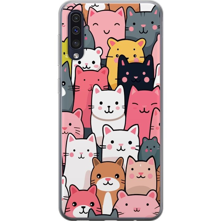 Mobilskal till Samsung Galaxy A50 med Kattmönster motiv i gruppen SMARTPHONE & SURFPLATTOR / Mobilskydd / Samsung hos TP E-commerce Nordic AB (A59641)
