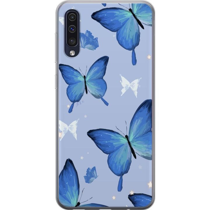 Mobilskal till Samsung Galaxy A50 med Blå fjärillar motiv i gruppen SMARTPHONE & SURFPLATTOR / Mobilskydd / Samsung hos TP E-commerce Nordic AB (A59649)