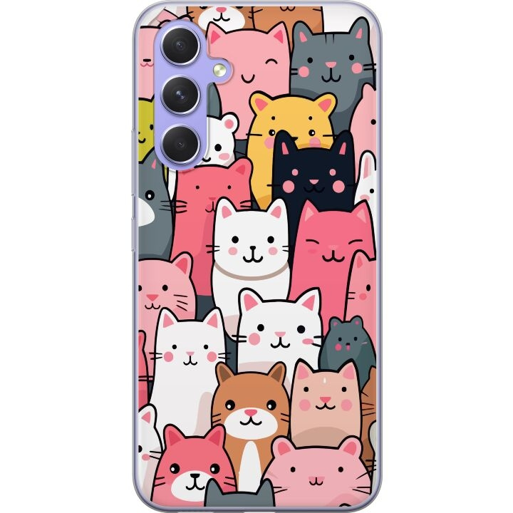Mobilskal till Samsung Galaxy A54 med Kattmönster motiv i gruppen SMARTPHONE & SURFPLATTOR / Mobilskydd / Samsung hos TP E-commerce Nordic AB (A59911)