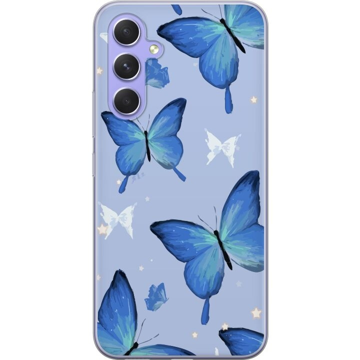 Mobilskal till Samsung Galaxy A54 med Blå fjärillar motiv i gruppen SMARTPHONE & SURFPLATTOR / Mobilskydd / Samsung hos TP E-commerce Nordic AB (A59919)