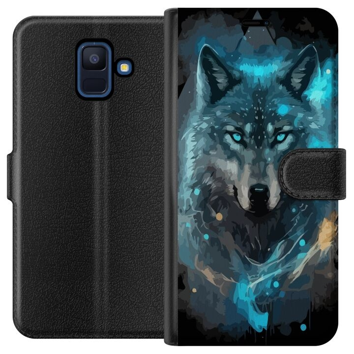 Plånboksfodral till Samsung Galaxy A6 (2018) med Varg motiv i gruppen SMARTPHONE & SURFPLATTOR / Mobilskydd / Samsung hos TP E-commerce Nordic AB (A59962)