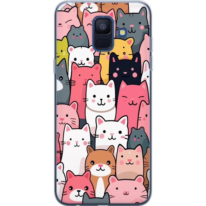Mobilskal till Samsung Galaxy A6 (2018) med Kattmönster motiv i gruppen SMARTPHONE & SURFPLATTOR / Mobilskydd / Samsung hos TP E-commerce Nordic AB (A59992)