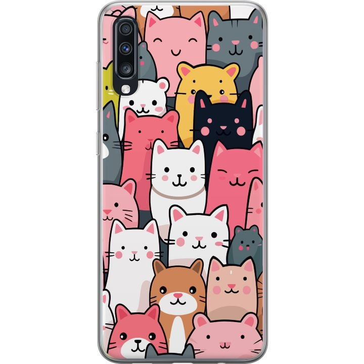 Mobilskal till Samsung Galaxy A70 med Kattmönster motiv i gruppen SMARTPHONE & SURFPLATTOR / Mobilskydd / Samsung hos TP E-commerce Nordic AB (A60019)