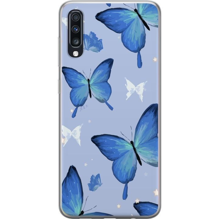 Mobilskal till Samsung Galaxy A70 med Blå fjärillar motiv i gruppen SMARTPHONE & SURFPLATTOR / Mobilskydd / Samsung hos TP E-commerce Nordic AB (A60027)