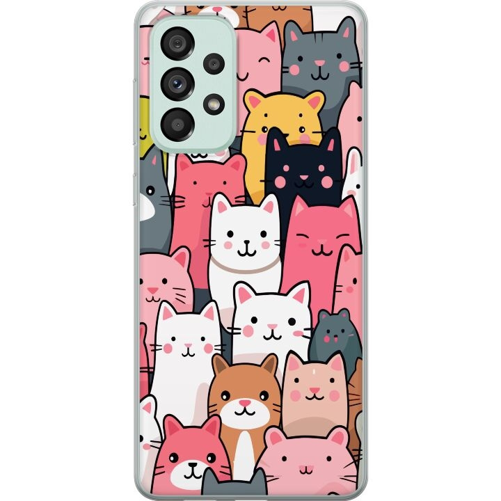 Mobilskal till Samsung Galaxy A73 5G med Kattmönster motiv i gruppen SMARTPHONE & SURFPLATTOR / Mobilskydd / Samsung hos TP E-commerce Nordic AB (A60181)