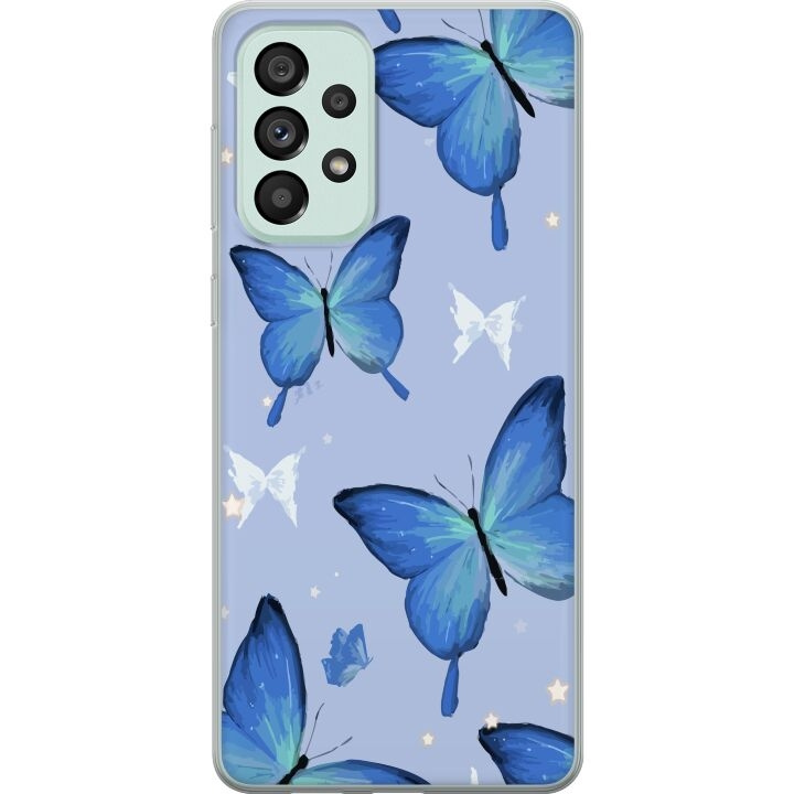 Mobilskal till Samsung Galaxy A73 5G med Blå fjärillar motiv i gruppen SMARTPHONE & SURFPLATTOR / Mobilskydd / Samsung hos TP E-commerce Nordic AB (A60189)