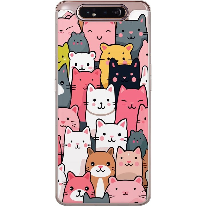 Mobilskal till Samsung Galaxy A80 med Kattmönster motiv i gruppen SMARTPHONE & SURFPLATTOR / Mobilskydd / Samsung hos TP E-commerce Nordic AB (A60235)