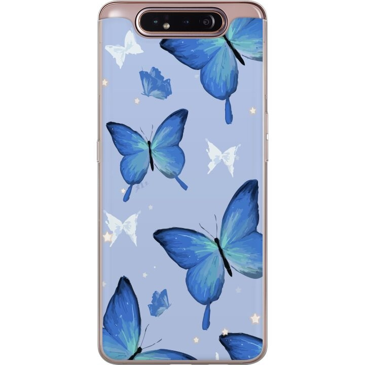 Mobilskal till Samsung Galaxy A80 med Blå fjärillar motiv i gruppen SMARTPHONE & SURFPLATTOR / Mobilskydd / Samsung hos TP E-commerce Nordic AB (A60243)