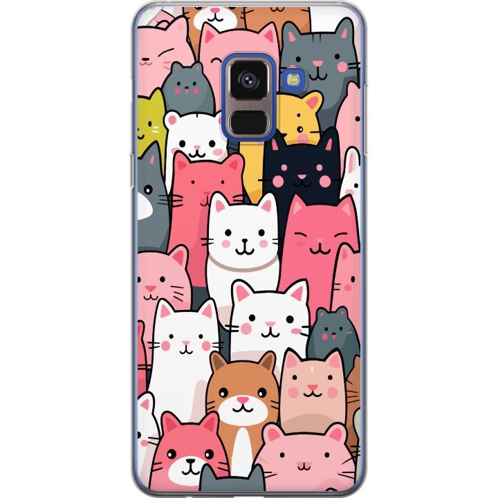 Mobilskal till Samsung Galaxy A8 (2018) med Kattmönster motiv i gruppen SMARTPHONE & SURFPLATTOR / Mobilskydd / Samsung hos TP E-commerce Nordic AB (A60316)