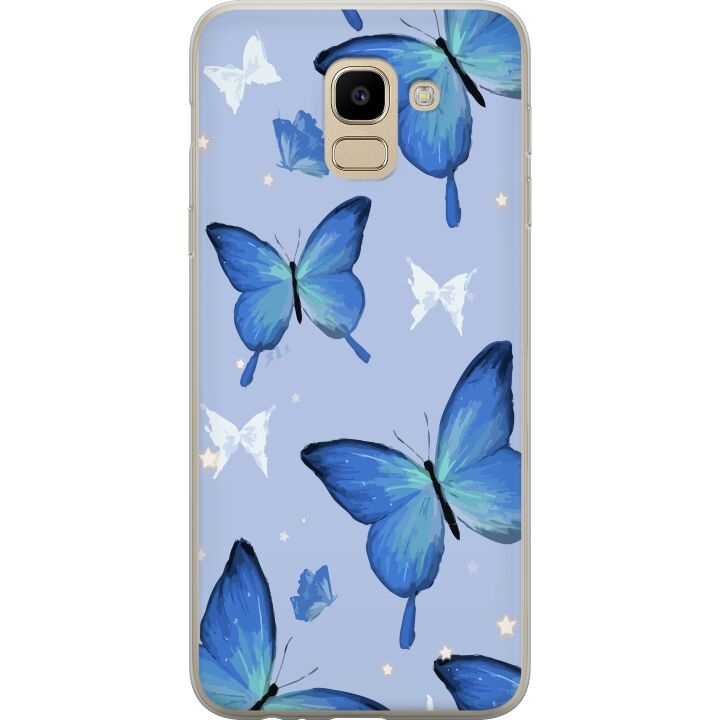 Mobilskal till Samsung Galaxy J6 med Blå fjärillar motiv i gruppen SMARTPHONE & SURFPLATTOR / Mobilskydd / Samsung hos TP E-commerce Nordic AB (A60486)