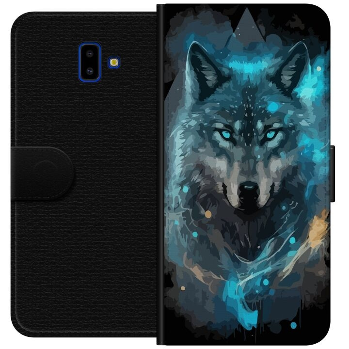 Plånboksfodral till Samsung Galaxy J6+ med Varg motiv i gruppen SMARTPHONE & SURFPLATTOR / Mobilskydd / Samsung hos TP E-commerce Nordic AB (A60502)