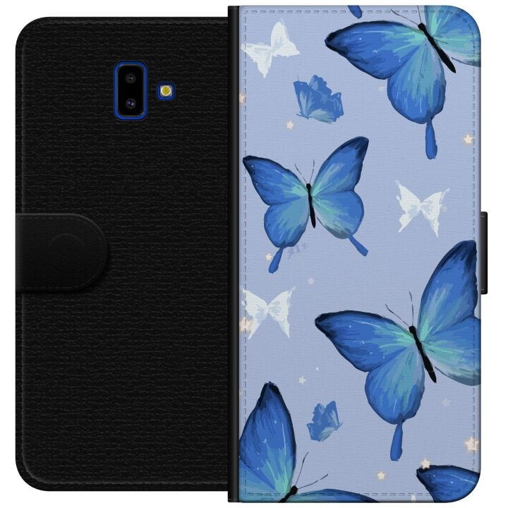 Plånboksfodral till Samsung Galaxy J6+ med Blå fjärillar motiv i gruppen SMARTPHONE & SURFPLATTOR / Mobilskydd / Samsung hos TP E-commerce Nordic AB (A60513)
