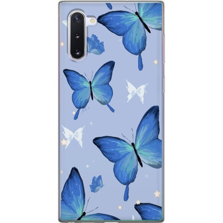 Mobilskal till Samsung Galaxy Note10 med Blå fjärillar motiv i gruppen SMARTPHONE & SURFPLATTOR / Mobilskydd / Samsung hos TP E-commerce Nordic AB (A60540)