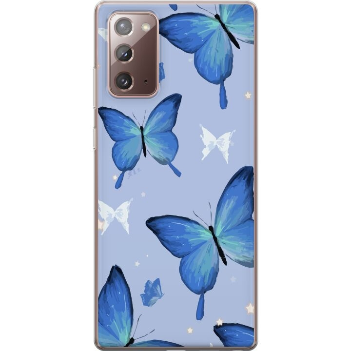 Mobilskal till Samsung Galaxy Note20 med Blå fjärillar motiv i gruppen SMARTPHONE & SURFPLATTOR / Mobilskydd / Samsung hos TP E-commerce Nordic AB (A60675)