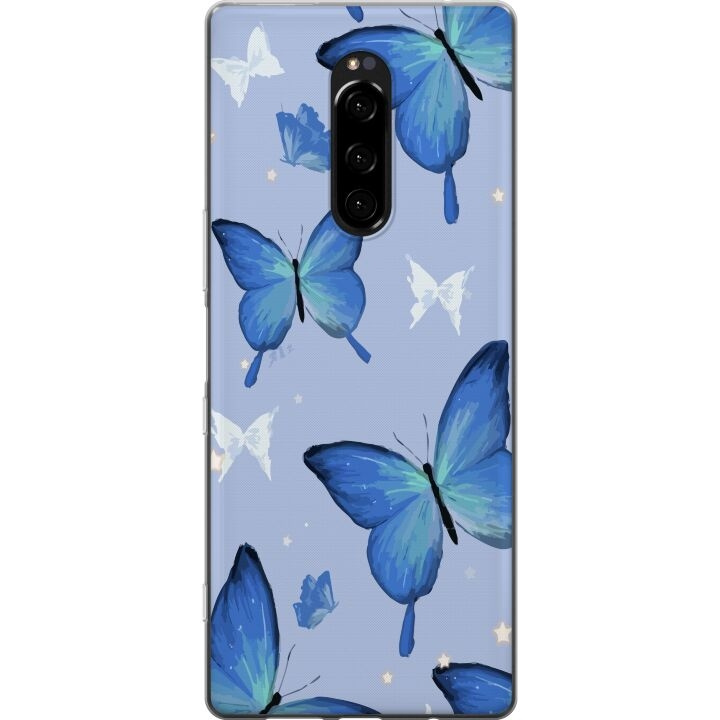Mobilskal till Sony Xperia 1 med Blå fjärillar motiv i gruppen SMARTPHONE & SURFPLATTOR / Mobilskydd / Sony hos TP E-commerce Nordic AB (A60810)