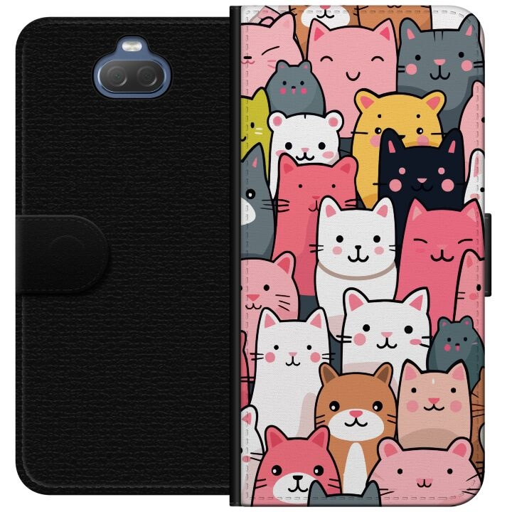 Plånboksfodral till Sony Xperia 10 med Kattmönster motiv i gruppen SMARTPHONE & SURFPLATTOR / Mobilskydd / Sony hos TP E-commerce Nordic AB (A60829)