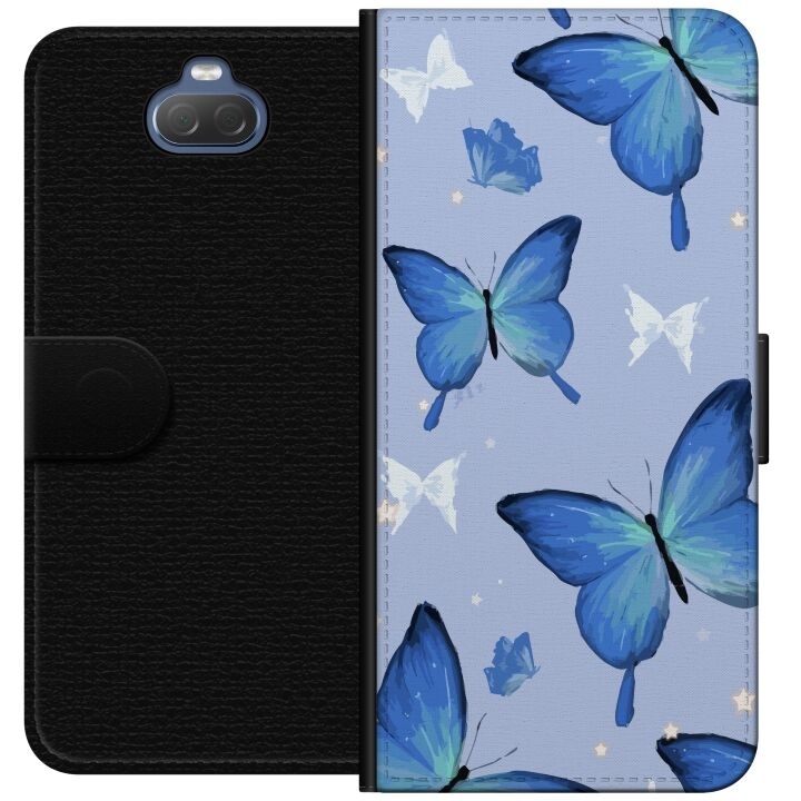 Plånboksfodral till Sony Xperia 10 med Blå fjärillar motiv i gruppen SMARTPHONE & SURFPLATTOR / Mobilskydd / Sony hos TP E-commerce Nordic AB (A60837)