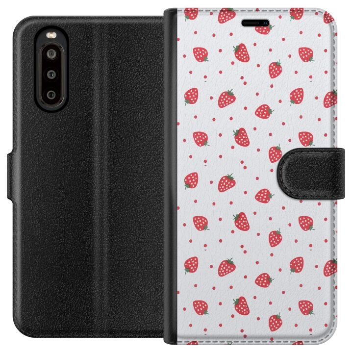 Plånboksfodral till Sony Xperia 10 II med Jordgubbar motiv i gruppen SMARTPHONE & SURFPLATTOR / Mobilskydd / Sony hos TP E-commerce Nordic AB (A60865)