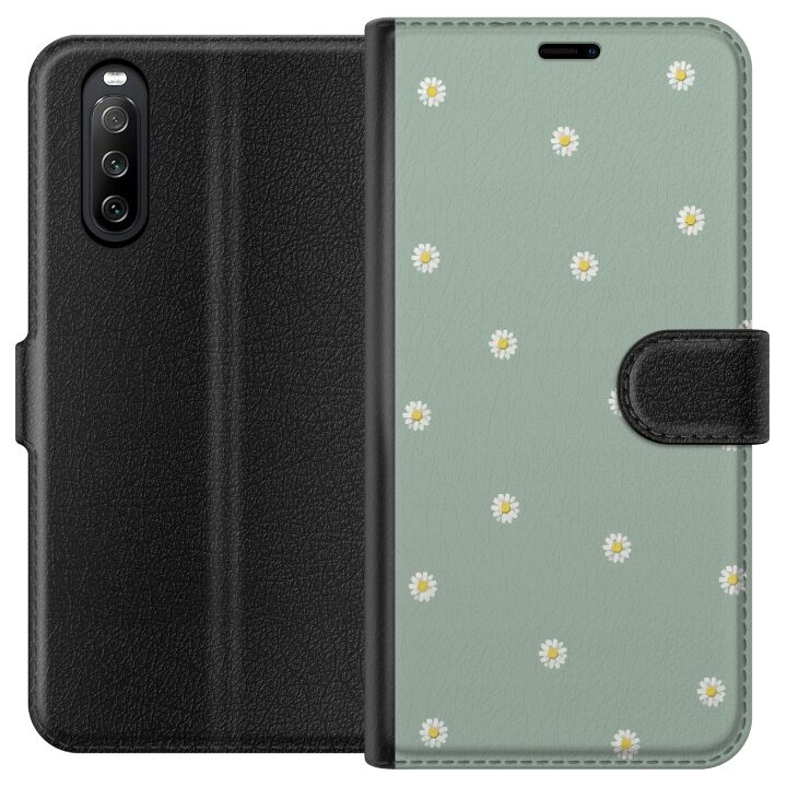 Plånboksfodral till Sony Xperia 10 III med Prästkragar motiv i gruppen SMARTPHONE & SURFPLATTOR / Mobilskydd / Sony hos TP E-commerce Nordic AB (A60906)
