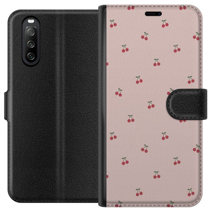 Plånboksfodral till Sony Xperia 10 III med Körsbär motiv i gruppen SMARTPHONE & SURFPLATTOR / Mobilskydd / Sony hos TP E-commerce Nordic AB (A60909)