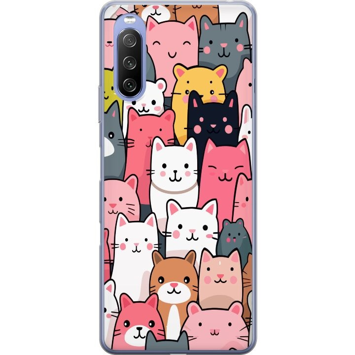 Mobilskal till Sony Xperia 10 III Lite med Kattmönster motiv i gruppen SMARTPHONE & SURFPLATTOR / Mobilskydd / Sony hos TP E-commerce Nordic AB (A60964)