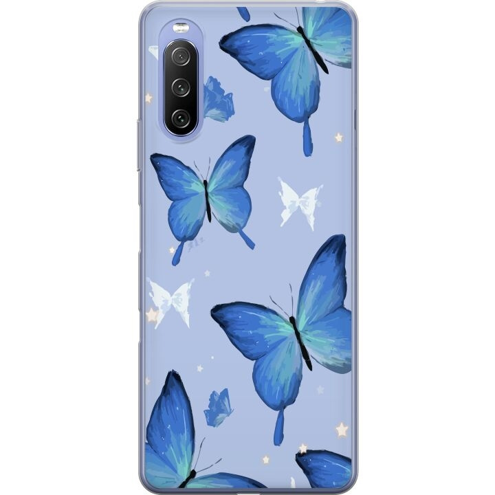 Mobilskal till Sony Xperia 10 III Lite med Blå fjärillar motiv i gruppen SMARTPHONE & SURFPLATTOR / Mobilskydd / Sony hos TP E-commerce Nordic AB (A60972)