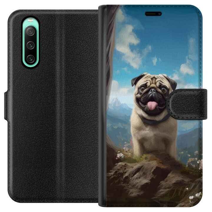 Plånboksfodral till Sony Xperia 10 IV med Glad Hund motiv i gruppen SMARTPHONE & SURFPLATTOR / Mobilskydd / Sony hos TP E-commerce Nordic AB (A61001)