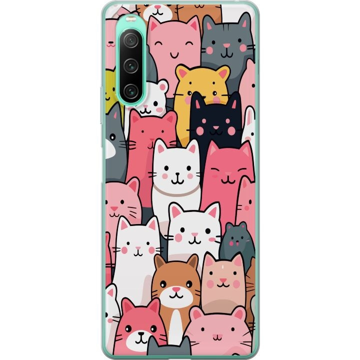 Mobilskal till Sony Xperia 10 IV med Kattmönster motiv i gruppen SMARTPHONE & SURFPLATTOR / Mobilskydd / Sony hos TP E-commerce Nordic AB (A61018)