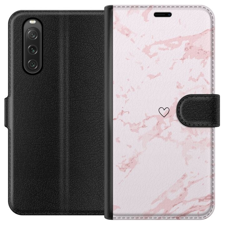 Plånboksfodral till Sony Xperia 10 V med Rosa Hjärta motiv i gruppen SMARTPHONE & SURFPLATTOR / Mobilskydd / Sony hos TP E-commerce Nordic AB (A61060)