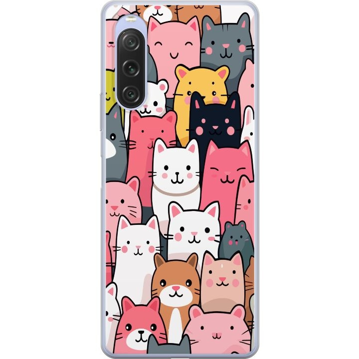 Mobilskal till Sony Xperia 10 V med Kattmönster motiv i gruppen SMARTPHONE & SURFPLATTOR / Mobilskydd / Sony hos TP E-commerce Nordic AB (A61072)