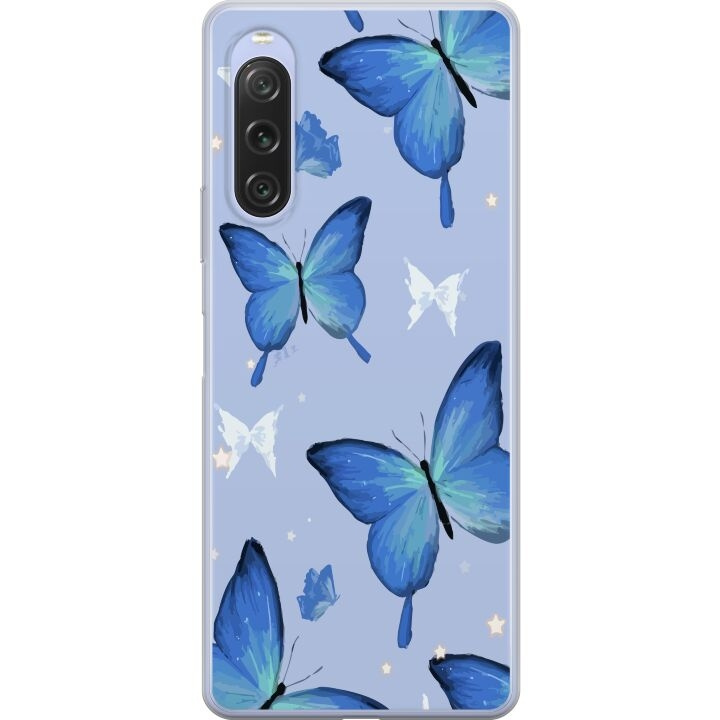 Mobilskal till Sony Xperia 10 V med Blå fjärillar motiv i gruppen SMARTPHONE & SURFPLATTOR / Mobilskydd / Sony hos TP E-commerce Nordic AB (A61080)