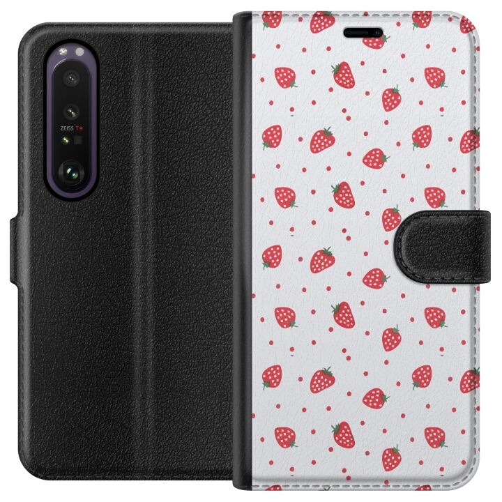 Plånboksfodral till Sony Xperia 1 III med Jordgubbar motiv i gruppen SMARTPHONE & SURFPLATTOR / Mobilskydd / Sony hos TP E-commerce Nordic AB (A61189)
