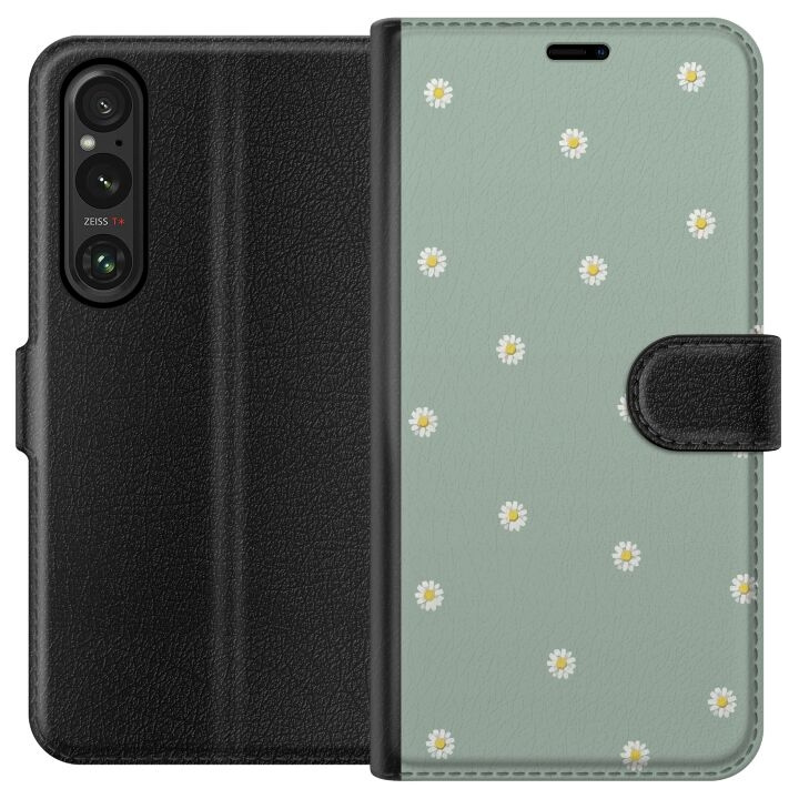 Plånboksfodral till Sony Xperia 1 V med Prästkragar motiv i gruppen SMARTPHONE & SURFPLATTOR / Mobilskydd / Sony hos TP E-commerce Nordic AB (A61284)