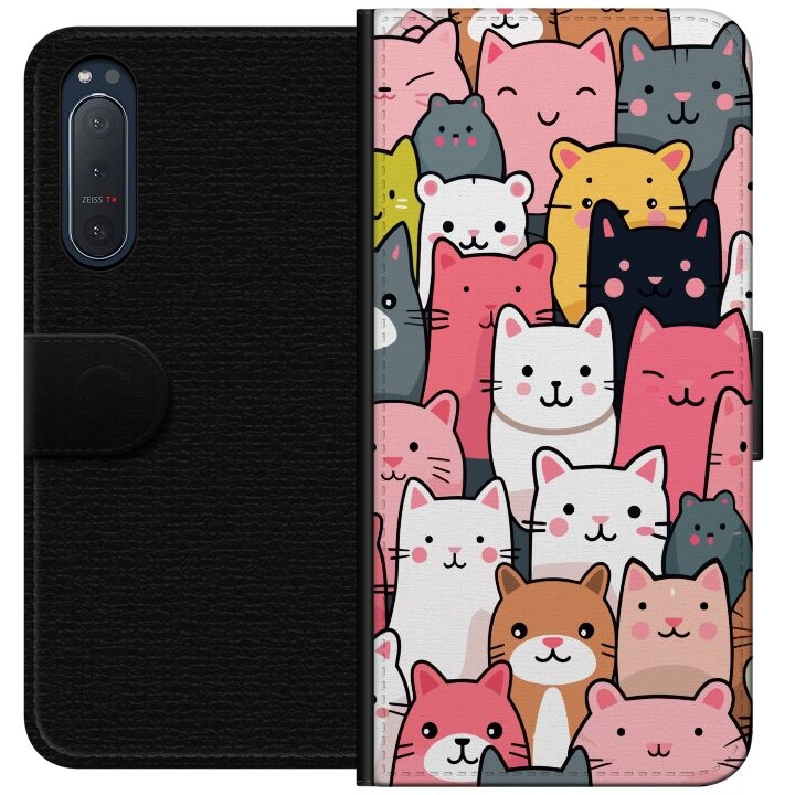 Plånboksfodral till Sony Xperia 5 II med Kattmönster motiv i gruppen SMARTPHONE & SURFPLATTOR / Mobilskydd / Sony hos TP E-commerce Nordic AB (A61369)