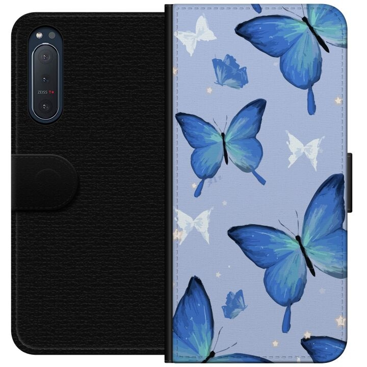Plånboksfodral till Sony Xperia 5 II med Blå fjärillar motiv i gruppen SMARTPHONE & SURFPLATTOR / Mobilskydd / Sony hos TP E-commerce Nordic AB (A61377)