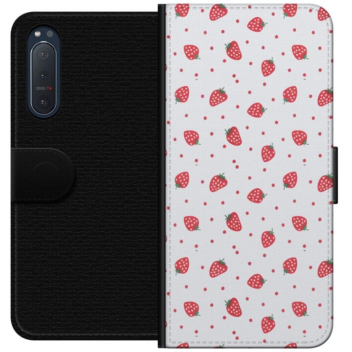Plånboksfodral till Sony Xperia 5 II med Jordgubbar motiv i gruppen SMARTPHONE & SURFPLATTOR / Mobilskydd / Sony hos TP E-commerce Nordic AB (A61378)