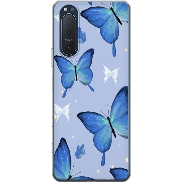 Mobilskal till Sony Xperia 5 II med Blå fjärillar motiv i gruppen SMARTPHONE & SURFPLATTOR / Mobilskydd / Sony hos TP E-commerce Nordic AB (A61404)