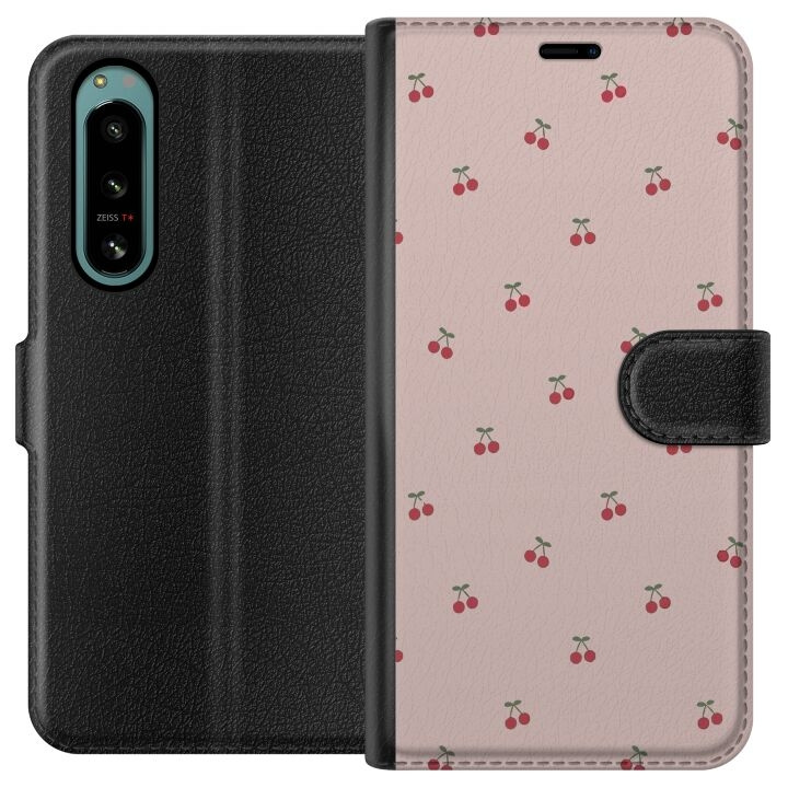 Plånboksfodral till Sony Xperia 5 IV med Körsbär motiv i gruppen SMARTPHONE & SURFPLATTOR / Mobilskydd / Sony hos TP E-commerce Nordic AB (A61476)