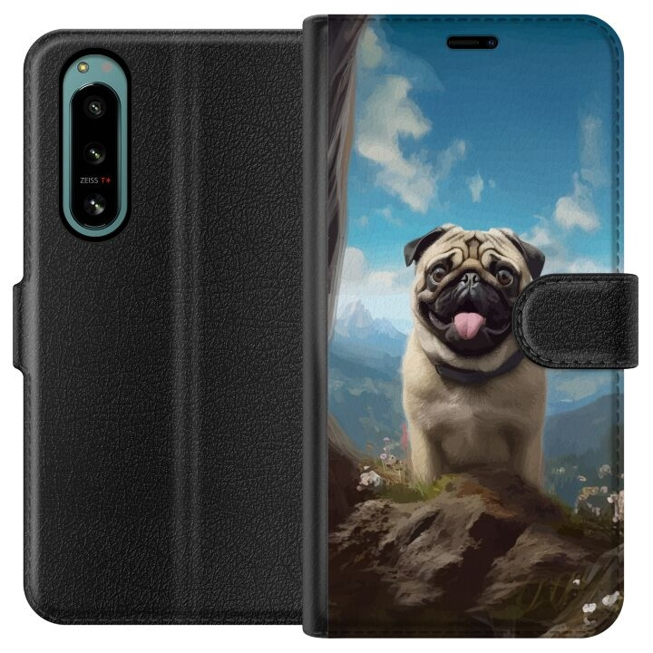 Plånboksfodral till Sony Xperia 5 IV med Glad Hund motiv i gruppen SMARTPHONE & SURFPLATTOR / Mobilskydd / Sony hos TP E-commerce Nordic AB (A61487)
