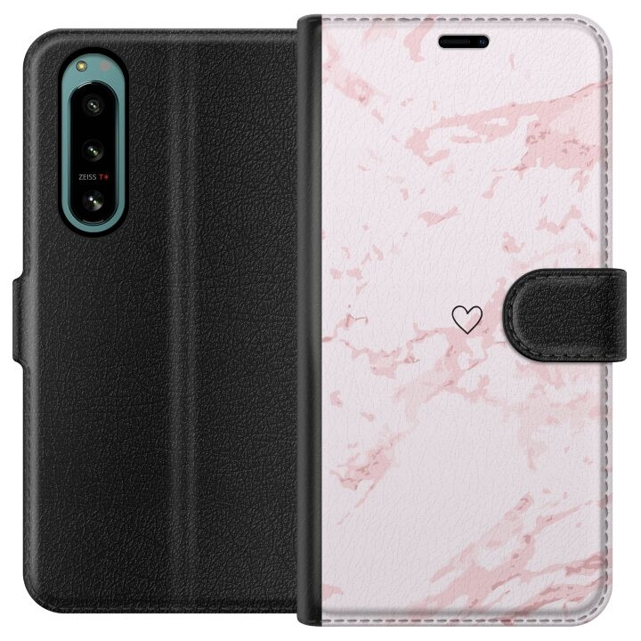 Plånboksfodral till Sony Xperia 5 IV med Rosa Hjärta motiv i gruppen SMARTPHONE & SURFPLATTOR / Mobilskydd / Sony hos TP E-commerce Nordic AB (A61492)