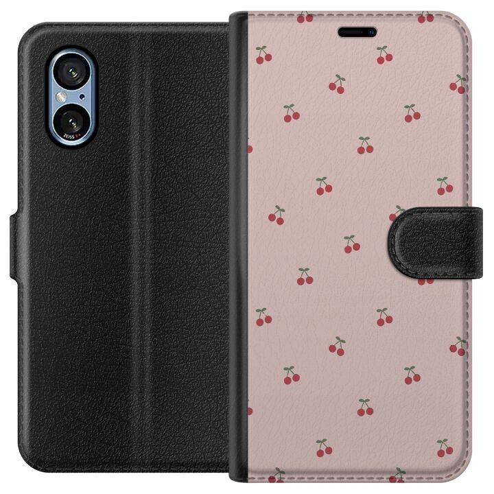 Plånboksfodral till Sony Xperia 5 V med Körsbär motiv i gruppen SMARTPHONE & SURFPLATTOR / Mobilskydd / Sony hos TP E-commerce Nordic AB (A61530)