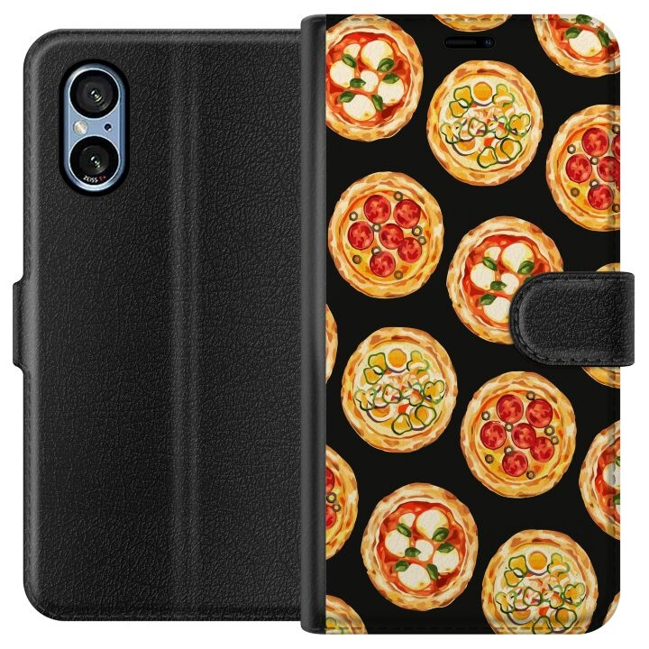 Plånboksfodral till Sony Xperia 5 V med Pizza motiv i gruppen SMARTPHONE & SURFPLATTOR / Mobilskydd / Sony hos TP E-commerce Nordic AB (A61536)