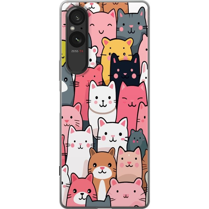 Mobilskal till Sony Xperia 5 V med Kattmönster motiv i gruppen SMARTPHONE & SURFPLATTOR / Mobilskydd / Sony hos TP E-commerce Nordic AB (A61558)