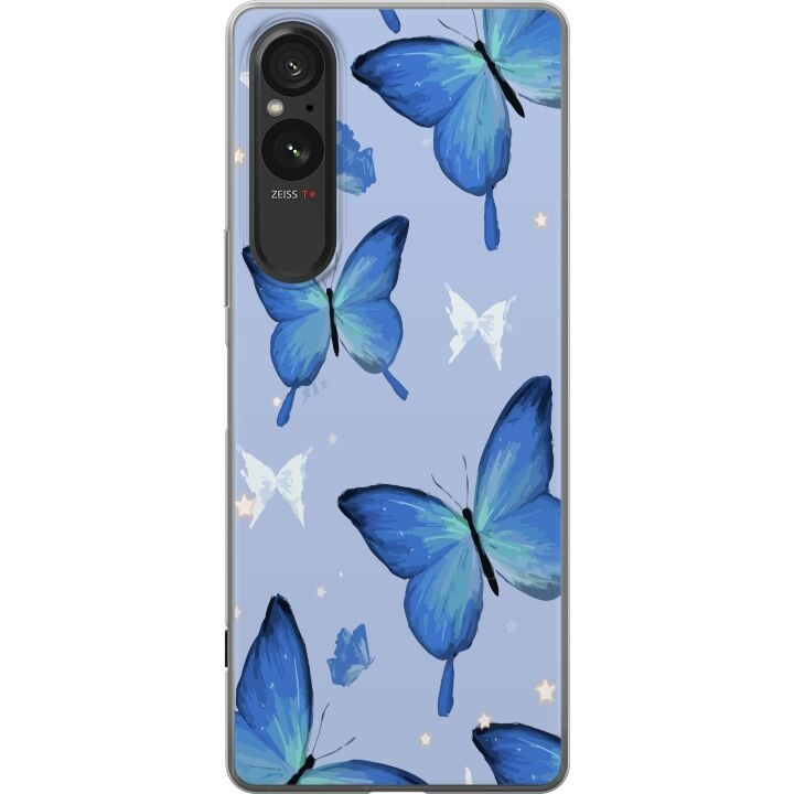 Mobilskal till Sony Xperia 5 V med Blå fjärillar motiv i gruppen SMARTPHONE & SURFPLATTOR / Mobilskydd / Sony hos TP E-commerce Nordic AB (A61566)