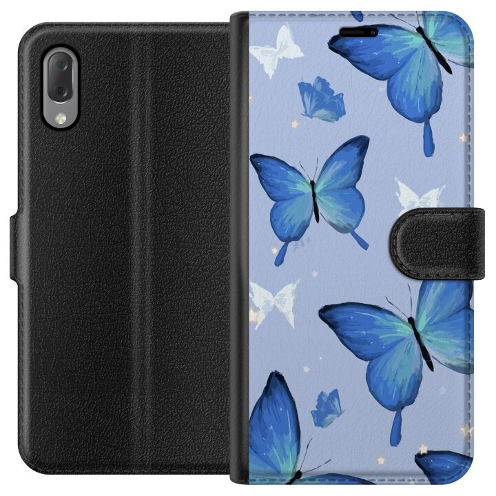 Plånboksfodral till Sony Xperia L3 med Blå fjärillar motiv i gruppen SMARTPHONE & SURFPLATTOR / Mobilskydd / Sony hos TP E-commerce Nordic AB (A61620)
