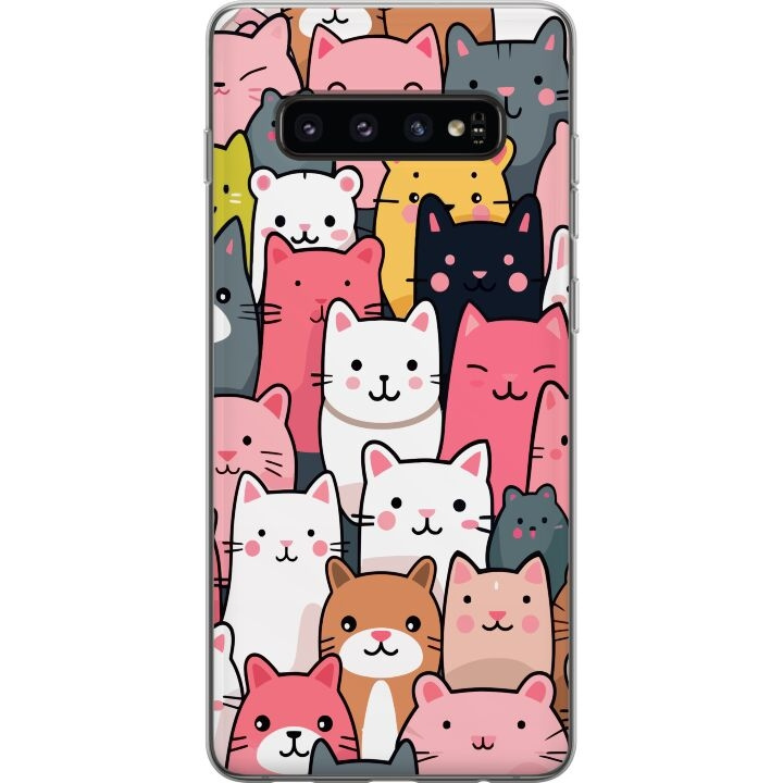 Mobilskal till Samsung Galaxy S10 med Kattmönster motiv i gruppen SMARTPHONE & SURFPLATTOR / Mobilskydd / Samsung hos TP E-commerce Nordic AB (A61855)