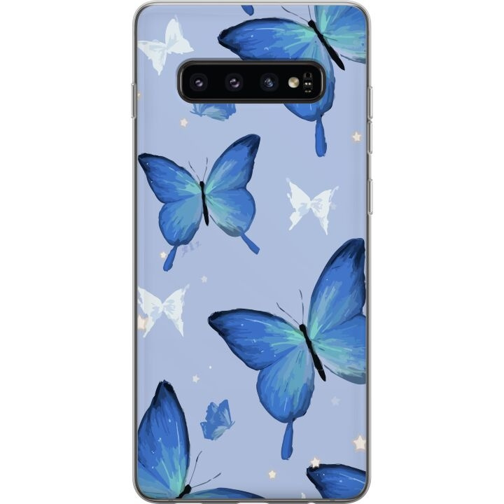 Mobilskal till Samsung Galaxy S10 med Blå fjärillar motiv i gruppen SMARTPHONE & SURFPLATTOR / Mobilskydd / Samsung hos TP E-commerce Nordic AB (A61863)