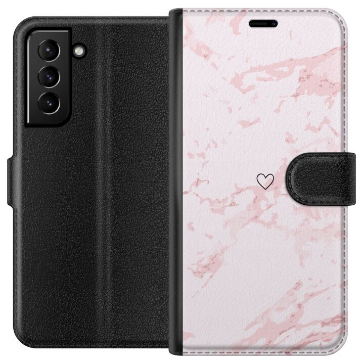 Plånboksfodral till Samsung Galaxy S21+ 5G med Rosa Hjärta motiv i gruppen SMARTPHONE & SURFPLATTOR / Mobilskydd / Samsung hos TP E-commerce Nordic AB (A62383)